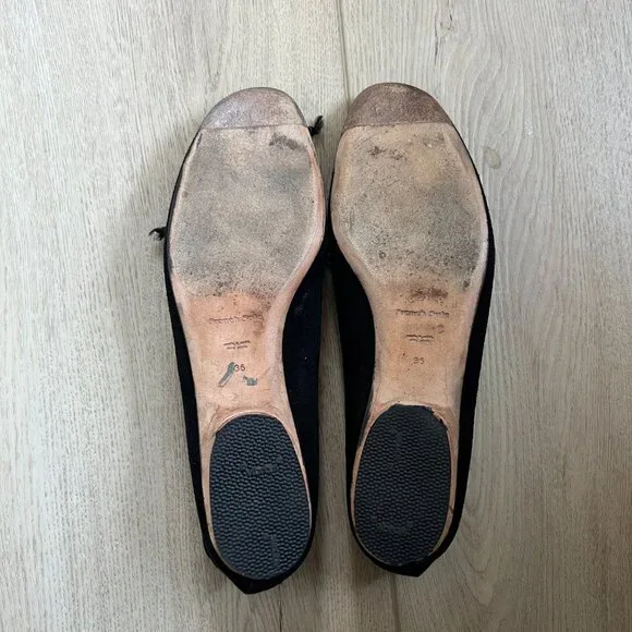 London Sole Suede Black Ballet Flats 36 - Picture 5 of 6